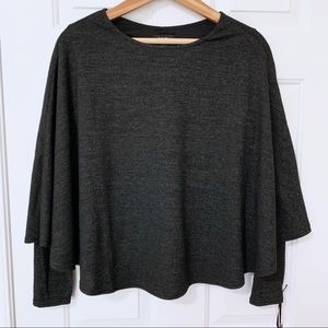 NWT For Cynthia Charcoal Gray Long Sleeve Cape Pullover Sweater Shirt Sz S